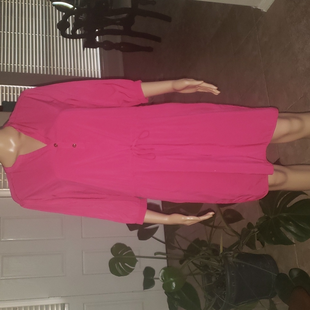 Ava m breezy super soft shirt dress 2 button vneck quarter sleeve shimmery
